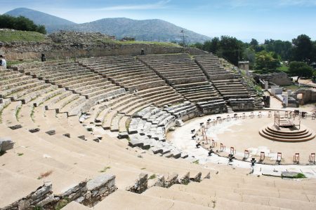 This is a historic theater in Philippi that would have been visited by the Apostle Paul, Silas, Lydia and early Christians from Acts 16. The theater would have housed dramas and gladiator fights.